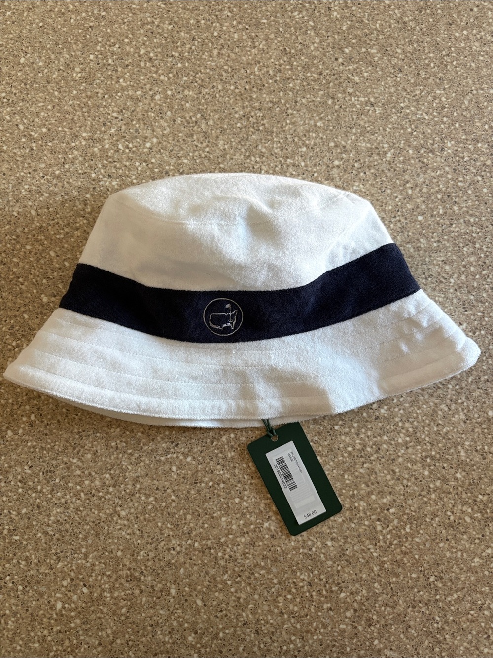 The Masters White and Navy Bucket Hat with Logo Stripe